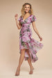 Goddiva Floral Wrap High And Low Midaxi Dress - Blush