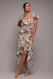Floral Wrap High And Low Midaxi Dress - Cream by Goddiva