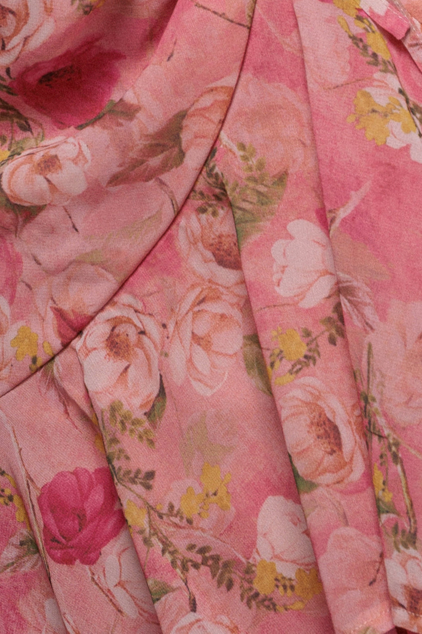 Floral Wrap High And Low Midaxi Dress - Pink DR4369