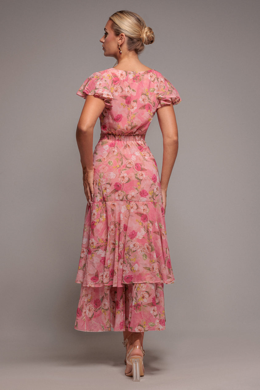 Floral Wrap High And Low Midaxi Dress - Pink DR4369