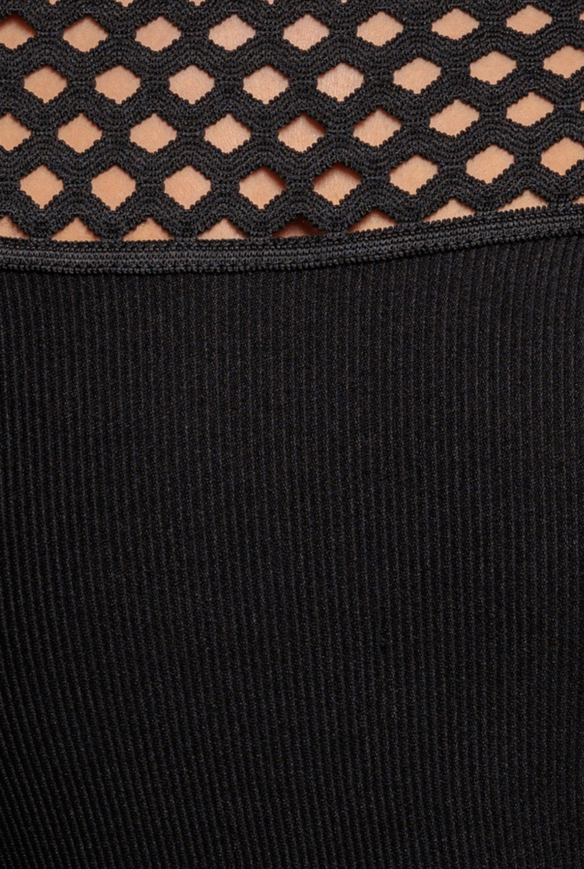 Off The Shoulder Ribbed Bodycon Maxi Dress - Black DR4370