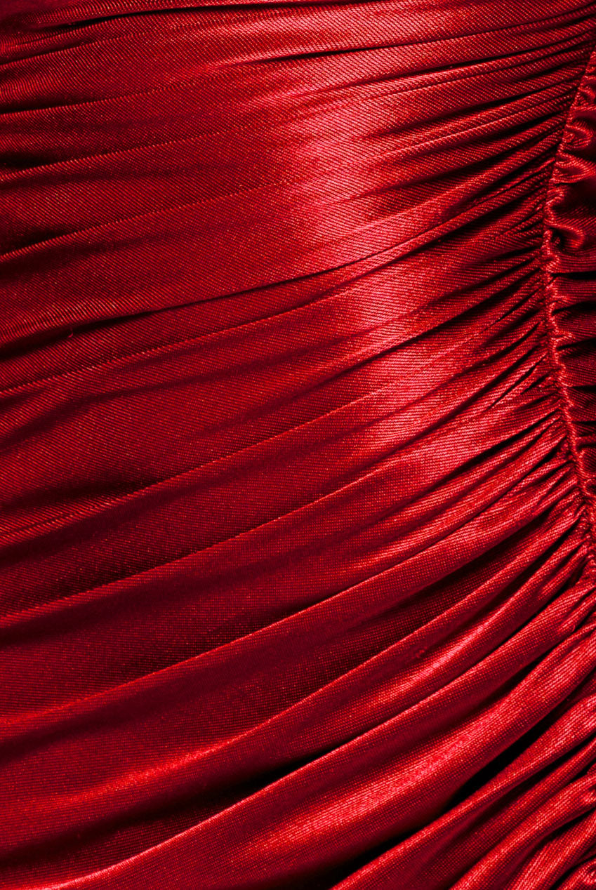 Slinky Satin One Shoulder Split Maxi Dress - Red DR4388