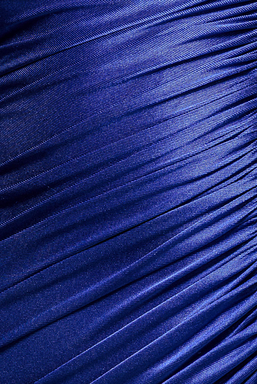 Slinky Satin One Shoulder Split Maxi Dress - Royal Blue DR4388