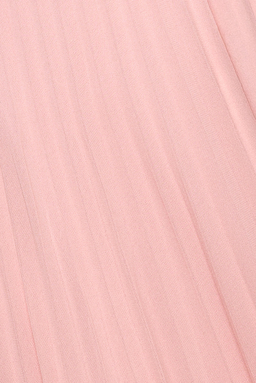 Scalloped Lace Bodice Pleated Chiffon A Line Maxi Dress - Blush Pink DR4390