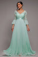 Scalloped Lace Bodice Pleated Chiffon A Line Maxi Dress - Mint Green by Goddiva