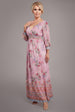Chiffon Wrap Border Floral Print Maxi Dress - Pink by Goddiva