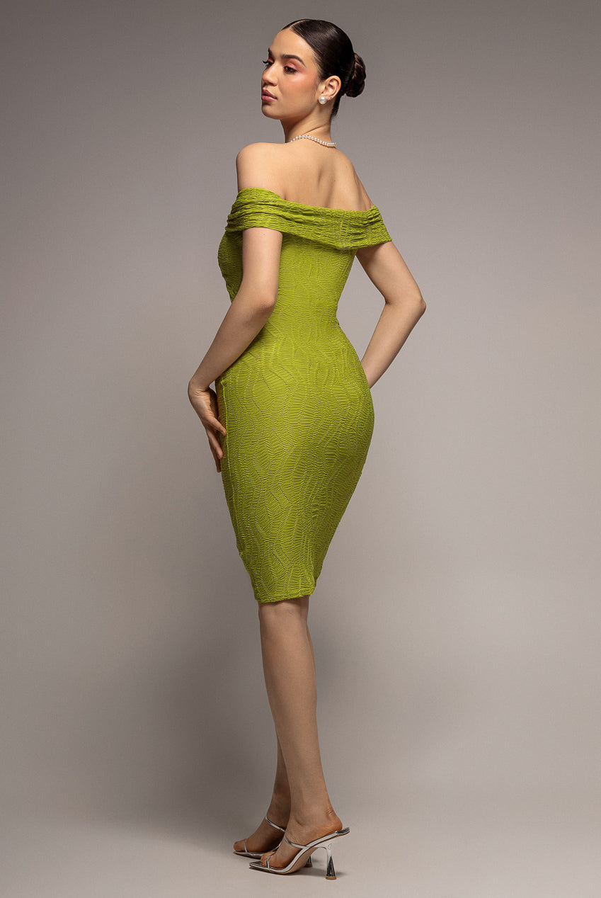 Front Knot Twist Midi Dress - Lime Green DR4409