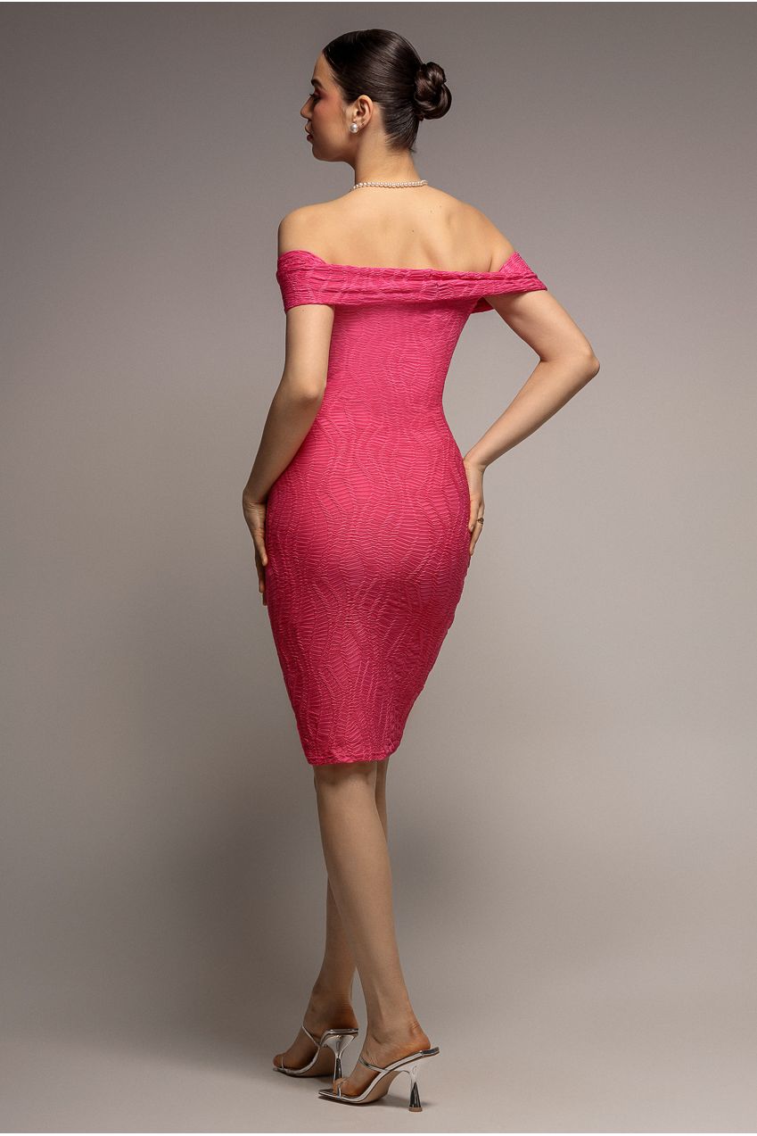 Front Knot Twist Midi Dress - Magenta DR4409