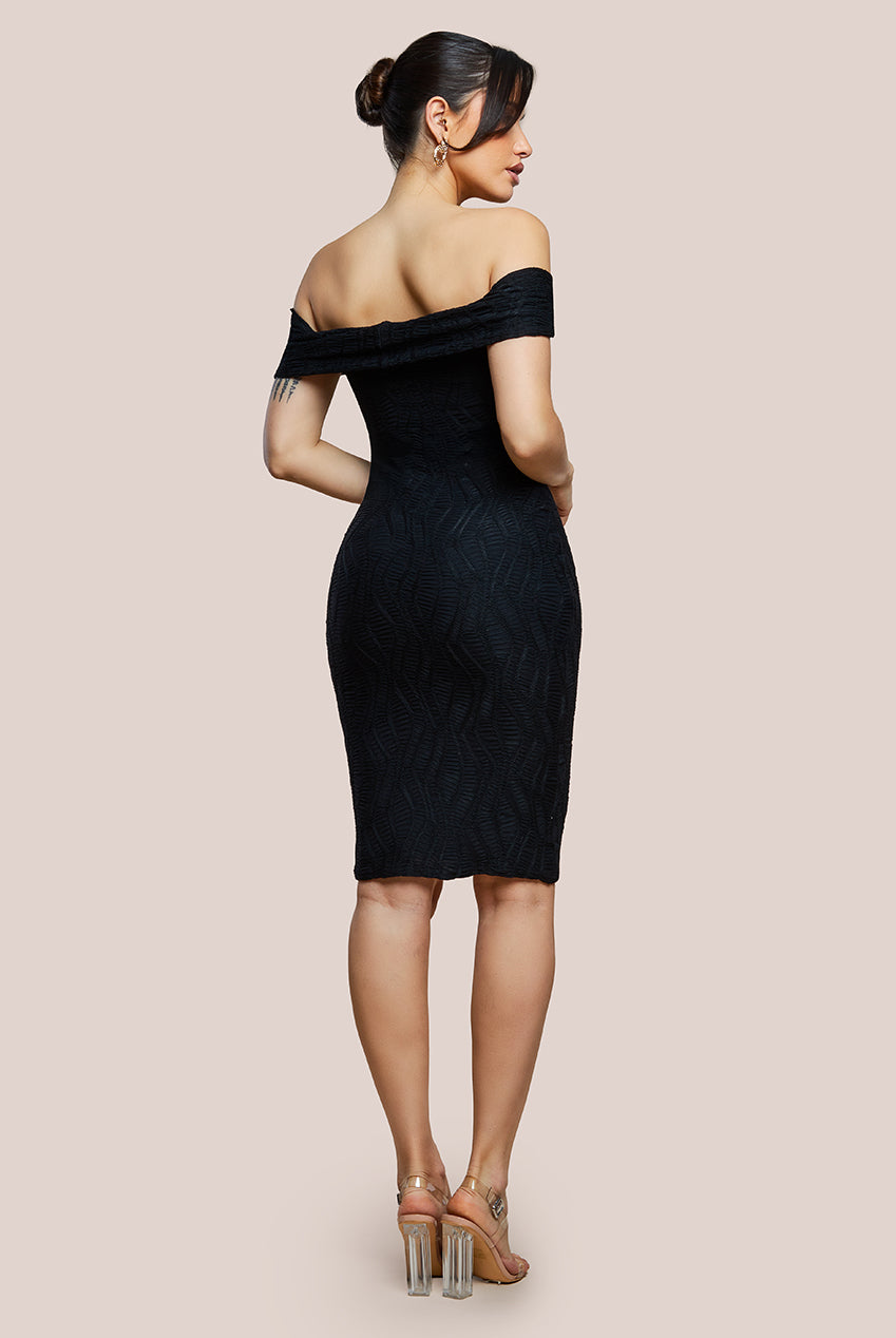 Front Knot Twist  Midi Dress - Black DR4409