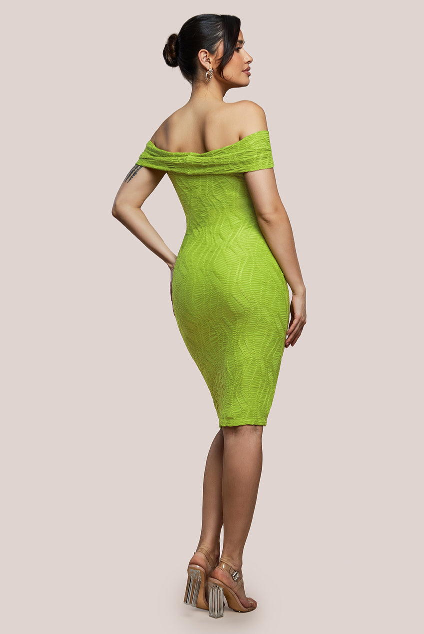 Front Knot Twist Midi Dress - Lime Green DR4409