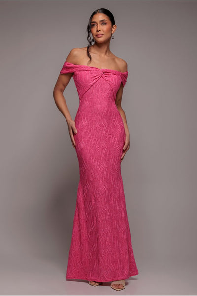 Front Knot Twist  Maxi Dress - Magenta by Goddiva