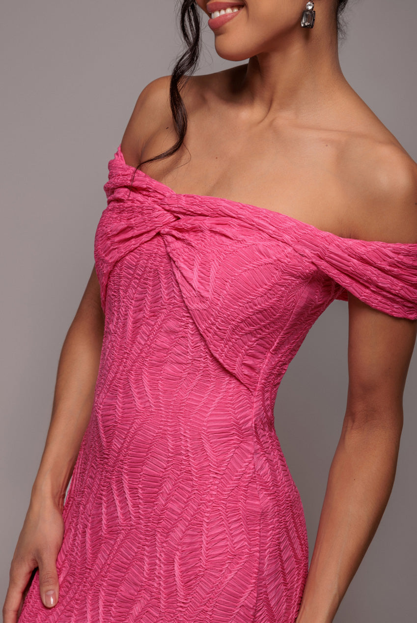 Front Knot Twist  Maxi Dress - Magenta DR4418