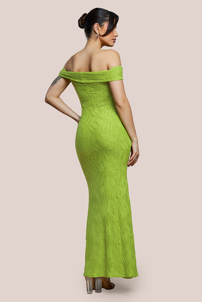 Front Knot Twist  Maxi Dress - Lime Green DR4418