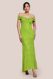 Goddiva Front Knot Twist  Maxi Dress - Lime Green