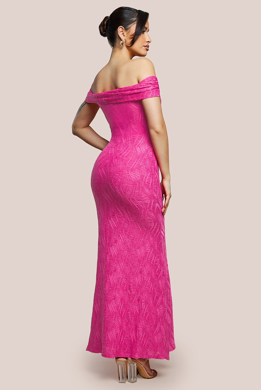 Front Knot Twist  Maxi Dress - Magenta DR4418