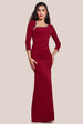 Goddiva Asymmetric Neck Diamante Embellished Maxi Dress - Wine