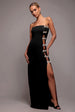 Bow Embellished Strapless Mermaid Maxi Dress - Black by Goddiva