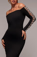 Embellished Diamante Sleeve Bardot Maxi Dress - Black by Goddiva