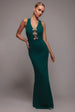 Embellished Diamante Bow Mermaid Halter Neck Maxi Dress - Emerald by Goddiva