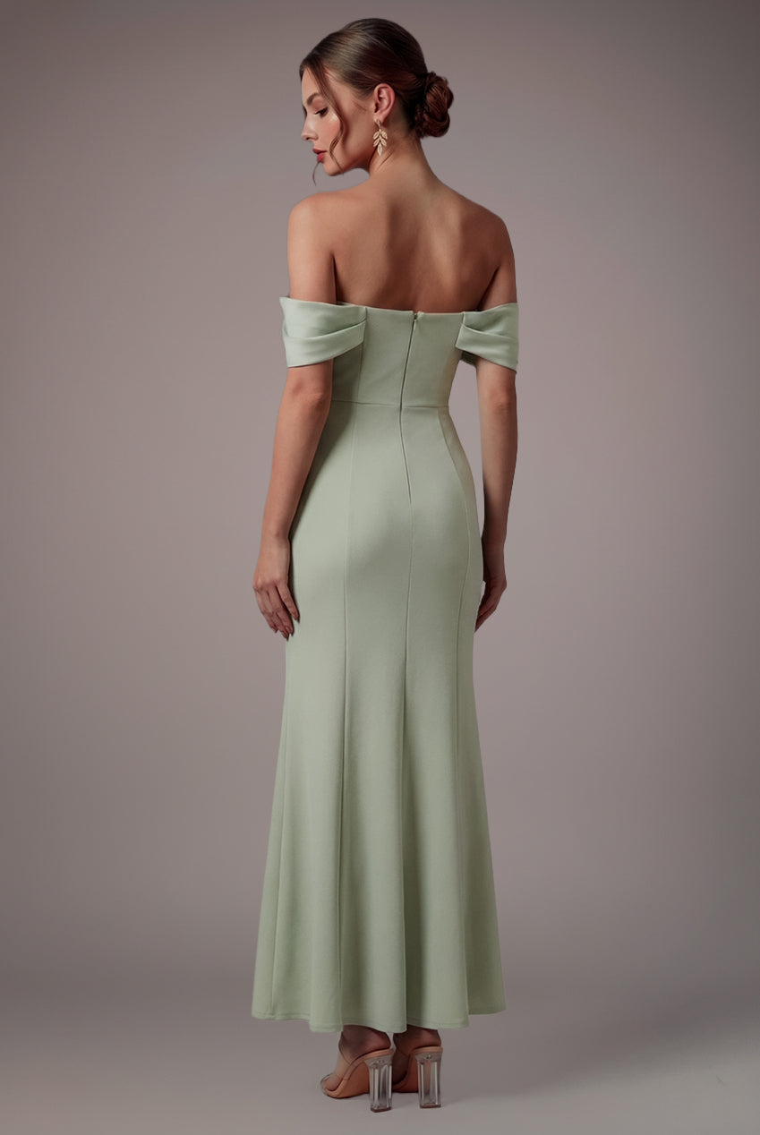 Petite Bardot Scuba & Chiffon Cowl Maxi Dress - Sage Green DR4438QZPETITE
