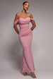 Bardot Scuba & Chiffon Cowl Maxi Dress - Blush Pink by Goddiva