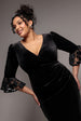 Crochet Velvet Wrap Midi Dress - Black by Goddiva Plus