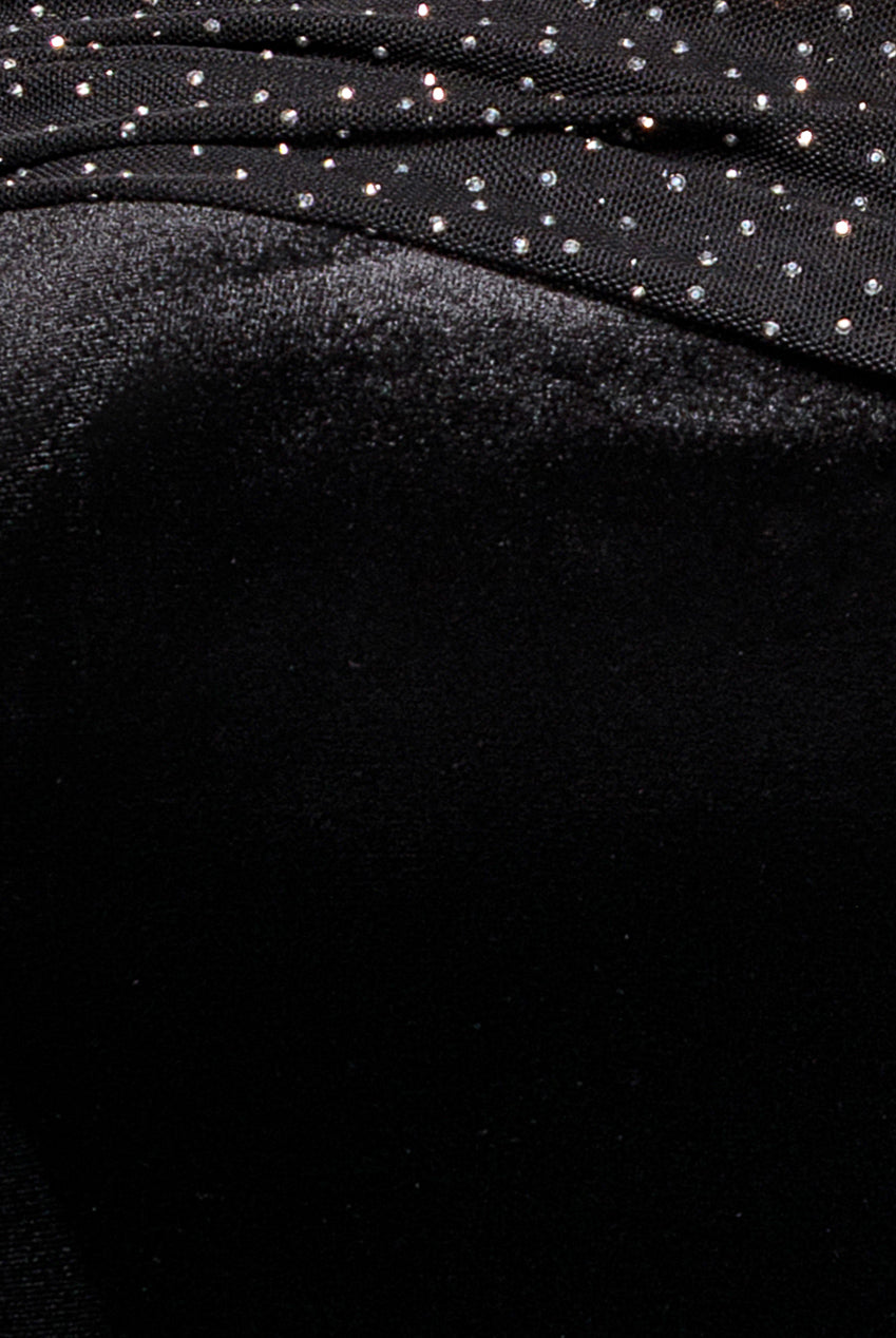 Off Shoulder Hotfix Diamante Wing Velvet Maxi Dress - Black DR4484PLUS