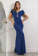 Goddiva Diamante Embellished Bow Scuba Crepe Maxi Dress - Navy