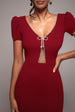Diamante Embellished Bow Scuba Crepe Maxi Dress - Wine by Goddiva