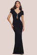 Goddiva Diamante Embellished Bow Scuba Crepe Maxi Dress - Black