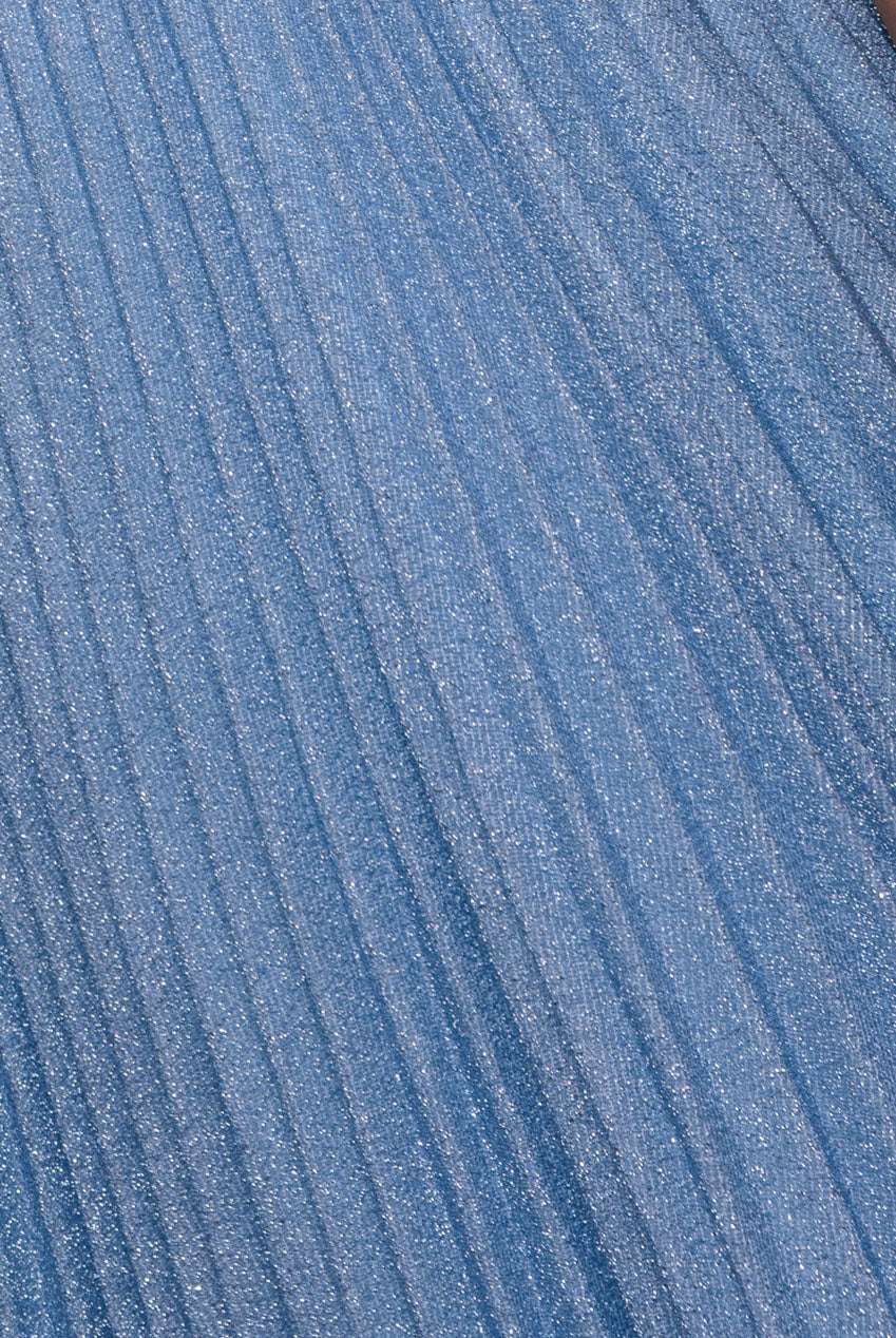 Sleeveless Pleated A Line Lurex Maxi Dress - Blue DR4494