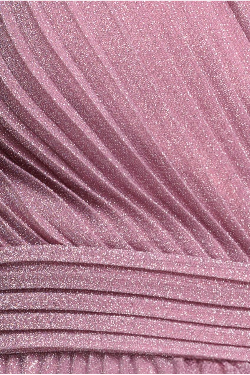 Sleeveless Pleated A Line Lurex Maxi Dress - Pink DR4494