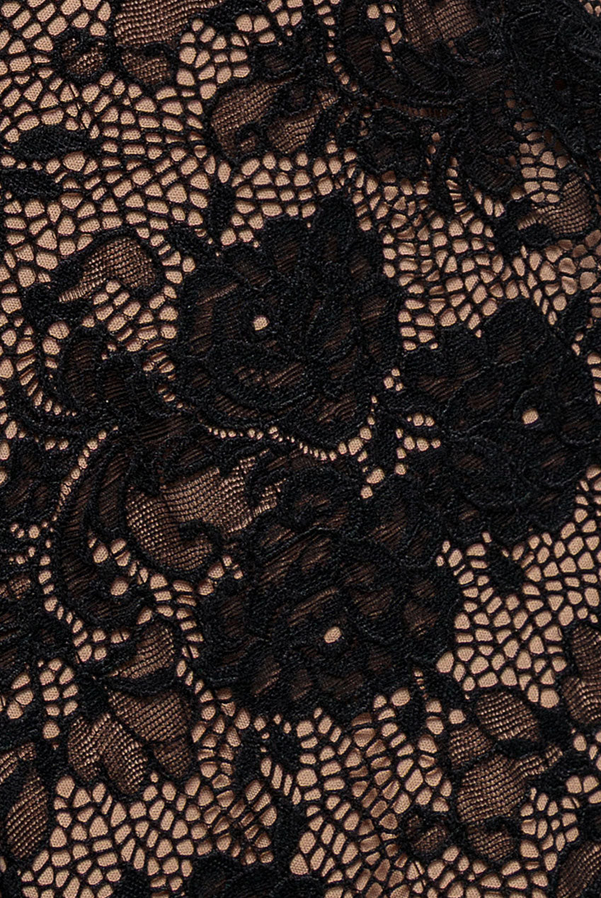 Scalloped Lace A-Line Maxi Dress - Black DR4496PLUS
