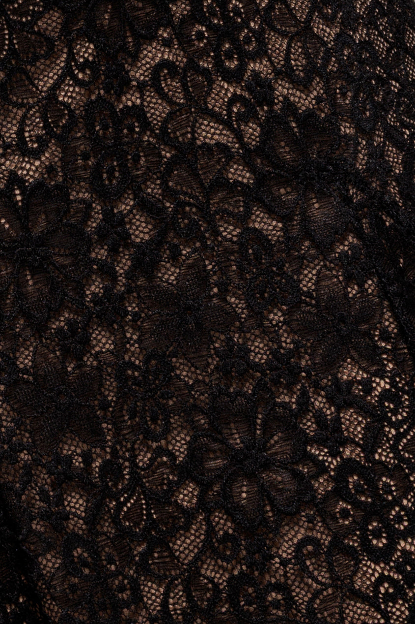 Flutter Sleeve Lace A-Line Midi Dress - Black DR4498