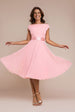 Cowl Neck Pleated A-Line Chiffon Midi Dress - Blush Pink by Goddiva