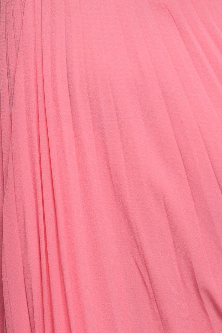 Cowl Neck Pleated A-Line Chiffon Midi Dress - Coral DR4501