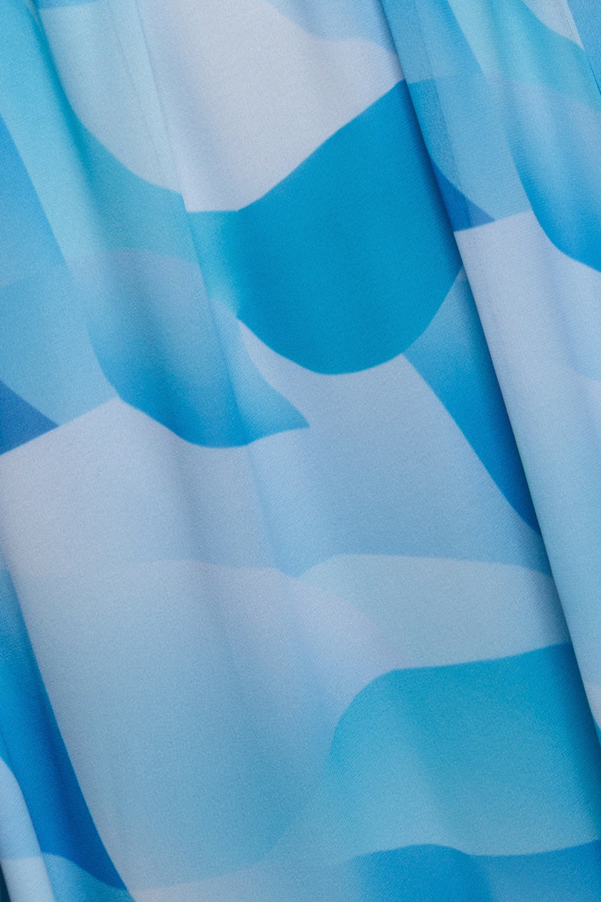 Printed Flutter Sleeve Chiffon Midi Dress - Light Blue DR4515