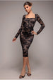 Scalloped Lace Corset Bodice Midi Dress - Black by Goddiva