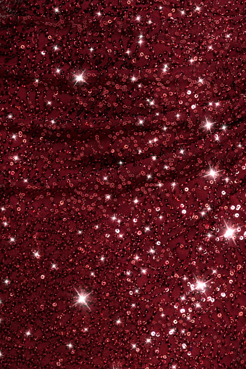 Sequin Cowl One Shoulder Midi Dress - Wine DR4529