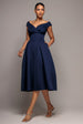 Corset Fit & Flare Midi Dress - Navy by Goddiva