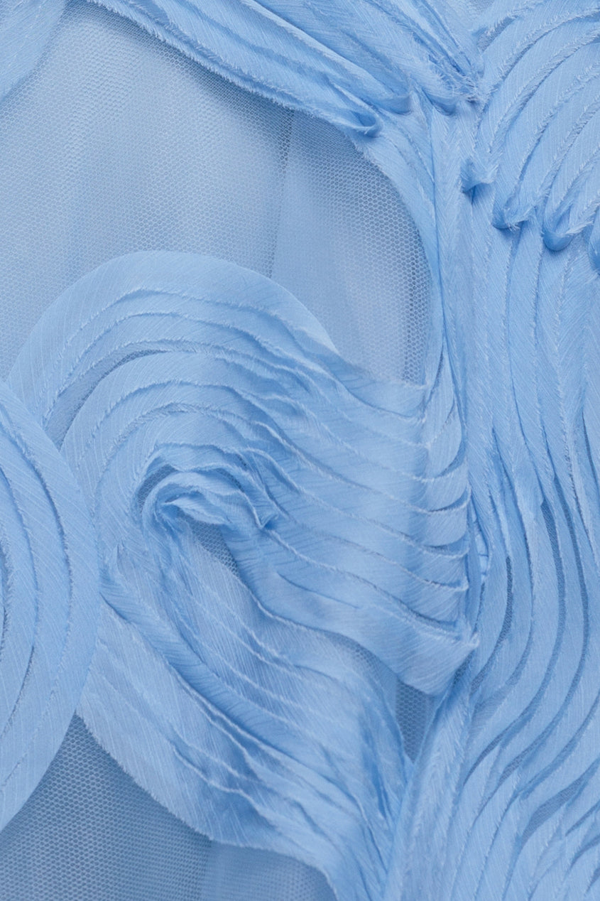 Scuba & Textured Chiffon A Line Midi Dress - Blue DR4549