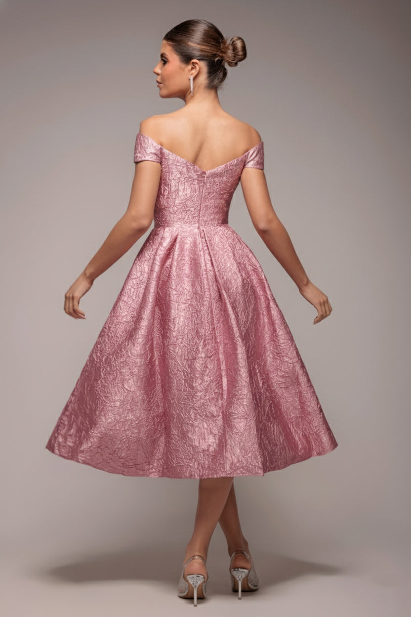 Crushed Satin Sleeveless A Line Midi Dress - Blush Pink DR4551