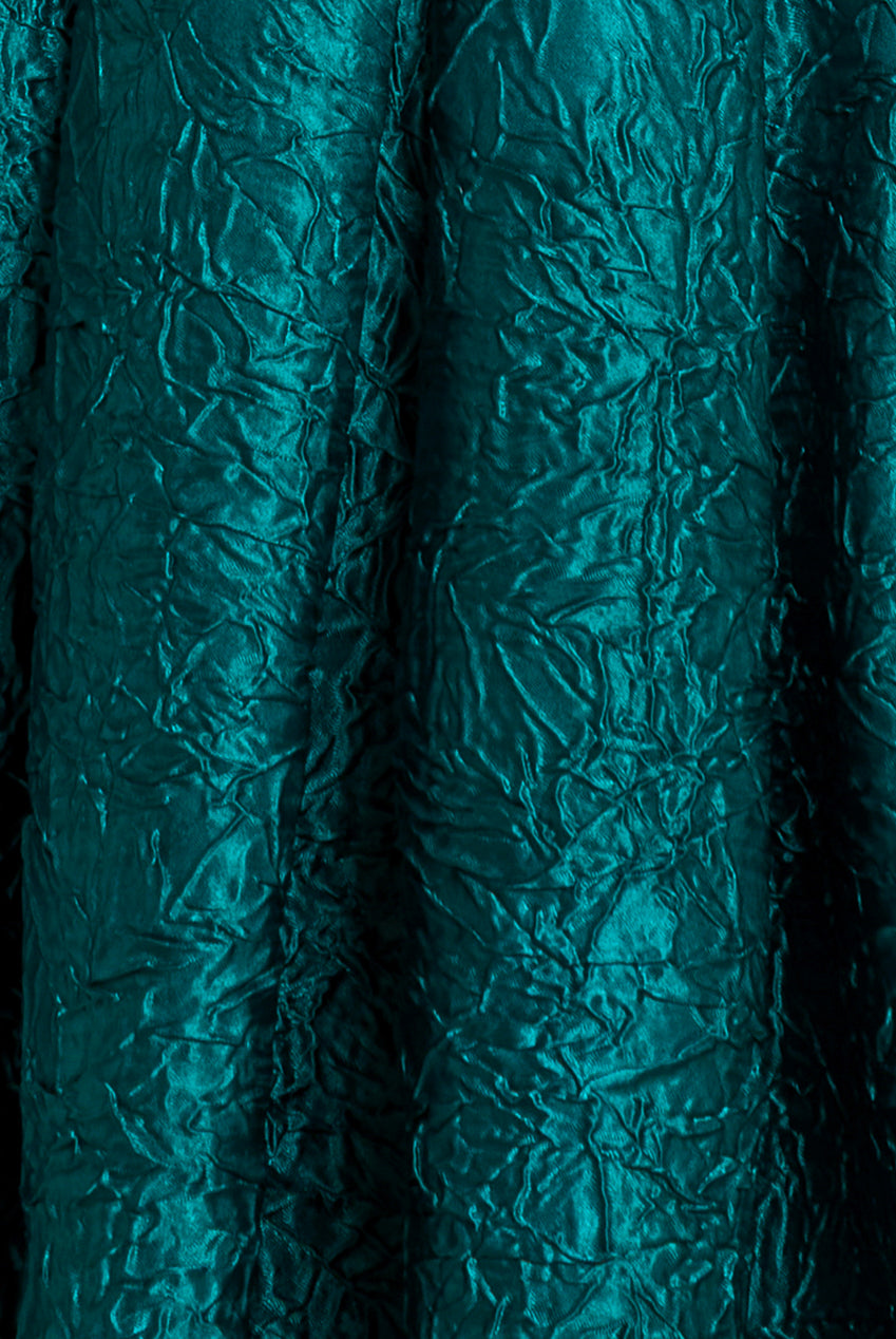 Crushed Satin Sleeveless A Line Midi Dress - Emerald Green DR4551M