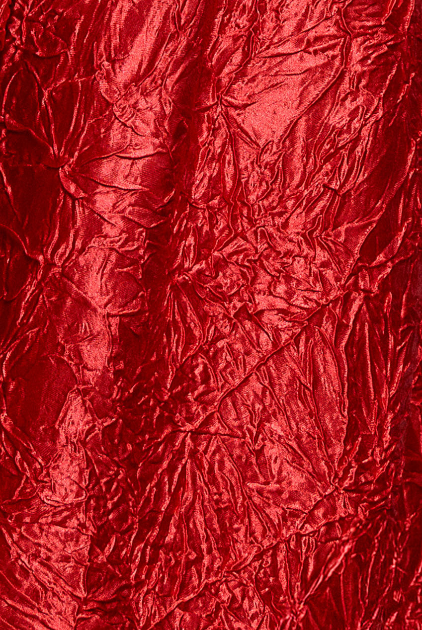 Crushed Satin Sleeveless A Line Midi Dress - Red DR4551