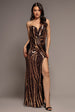 Strapless Multi Sequin Maxi Dress - Bronze by Goddiva