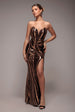 Strapless Multi Sequin Maxi Dress - Bronze by Goddiva