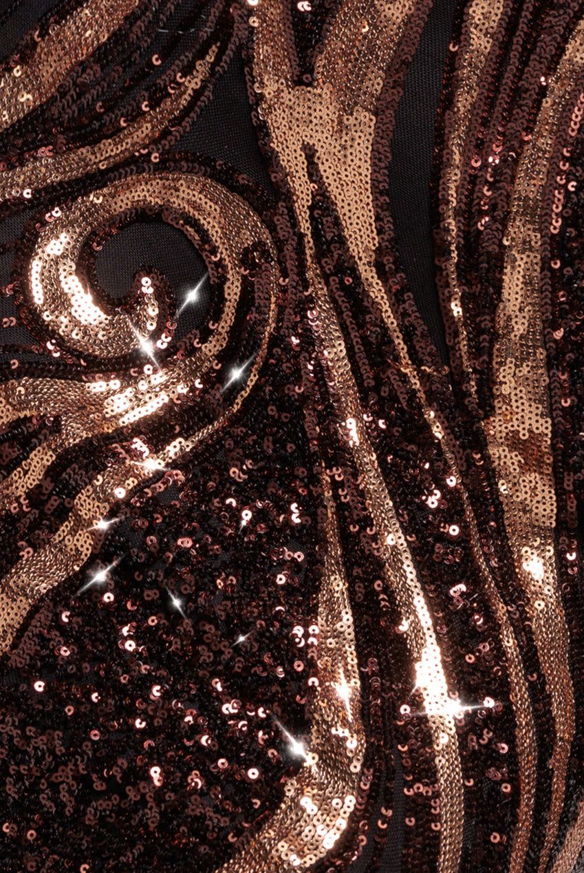 Strapless Multi Sequin Maxi Dress - Bronze DR4566