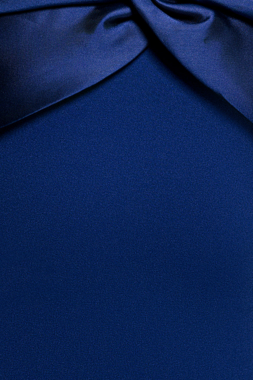 Twist Knot Satin & Scuba Bardot Maxi Dress - Royal Blue DR4575