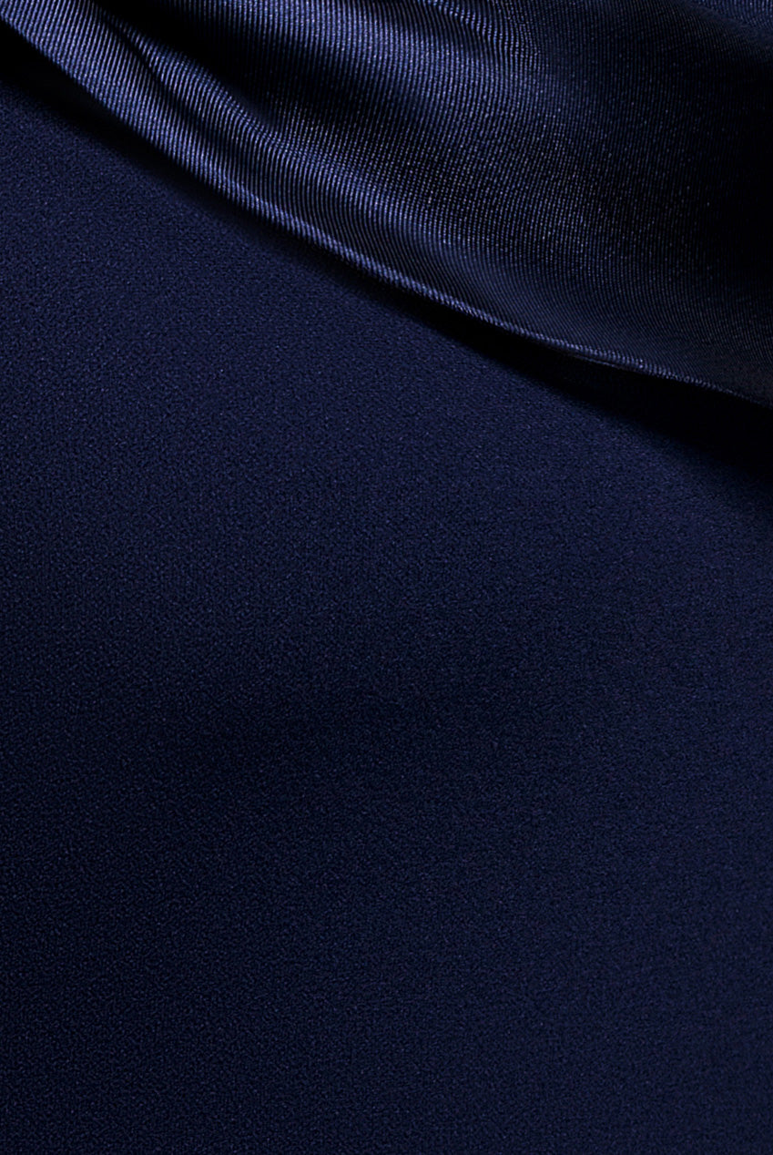 Satin Twist One Shoulder Maxi Dress - Navy Blue DR4576QZ