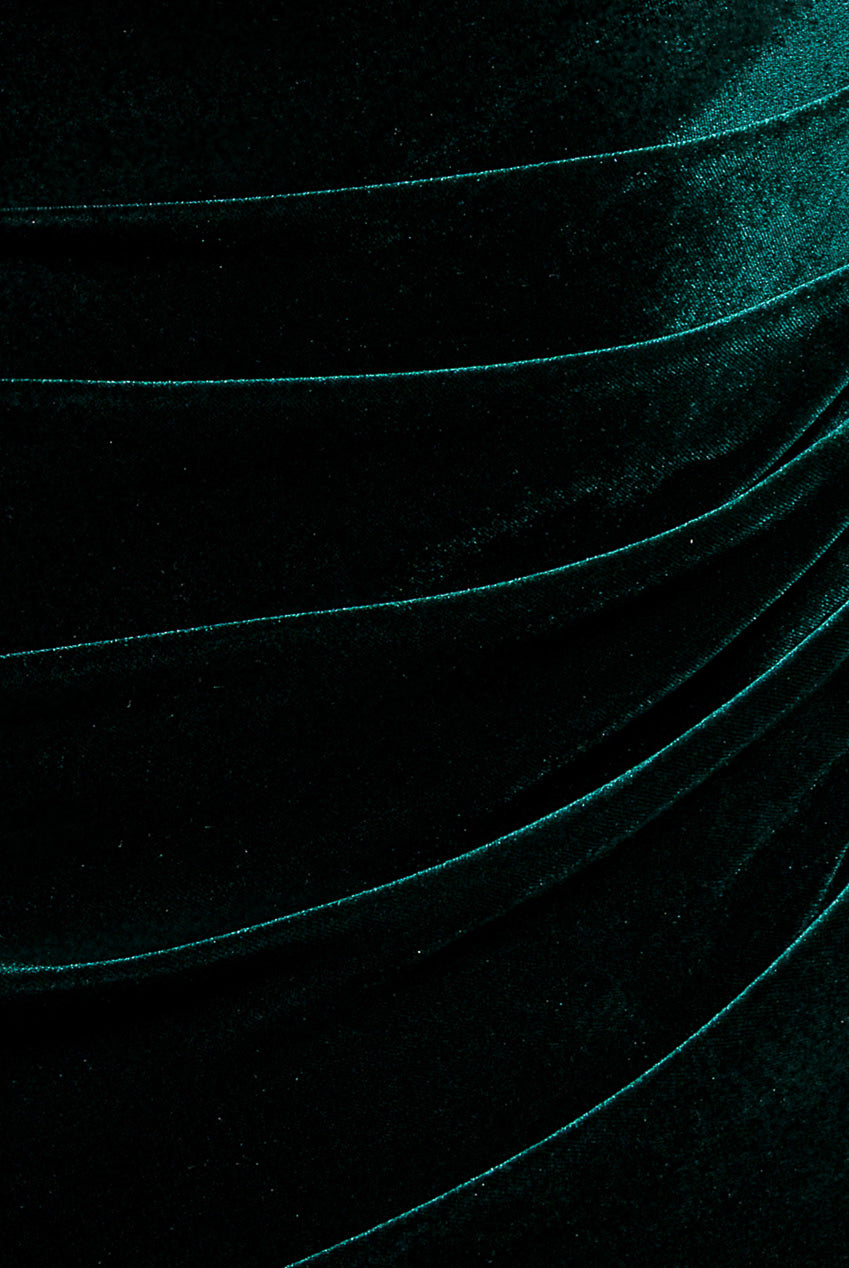 One Shoulder Velvet Maxi Dress - Emerald Green DR4578